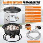 Outdoor Portable Propane Fire Pit, 19-Inch,60,000 BTU with Cover&Carry Kit,Camping Propane Fire Pits,Gas Firebowl,Portable Gas Fire Pit for Outside Patio,Backyard,Camping,RV,Deck,Tailgating