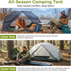 ATEPA Voyage 1-2 Person Backpacking Tent, 4 Season Ultralight Camping Tent, 4000mm Waterproof Double Layer Cold Wearther Easy Set Up Tent for Family Camp Hiking Hunting Outdoor Mountaineering Travel