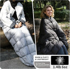 Down Camping Blanket - Lightweight, Packable, Warm & Puffy Outdoor Travel Quilt for Sleep, Hiking, Backpacking, Stadium, Festivals, Water-Resistant Sleeping Bag 55"x79"