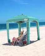 Qipi Beach Cabana - Easy to Set Up Canopy, Waterproof, Portable 6' x 6' Beach Shelter, Included Side Wall, Shade with UPF 50+ UV Protection, Ultimate Sun Umbrella - for Kids, Family & Friends