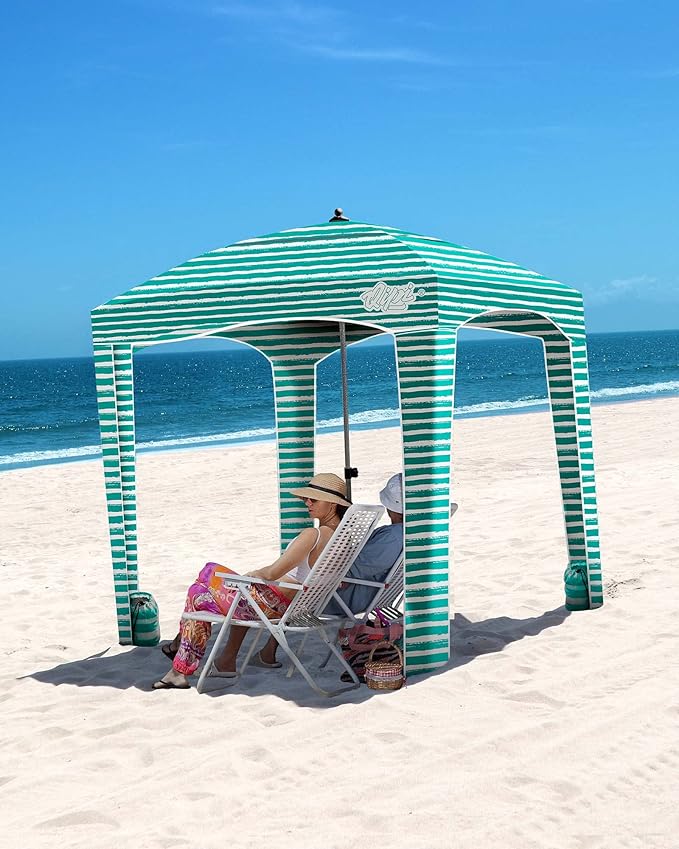 Qipi Beach Cabana - Easy to Set Up Canopy, Waterproof, Portable 6' x 6' Beach Shelter, Included Side Wall, Shade with UPF 50+ UV Protection, Ultimate Sun Umbrella - for Kids, Family & Friends