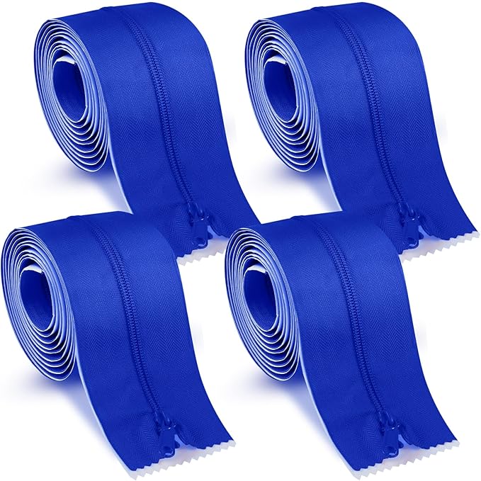 Tigeen 4 Roll Heavy Duty Zipper Door for Dust Barriers 7 ft x 3 Inch Self Adhesive Construction Zipper Door for Greenhouse Tent Accessories (Blue)