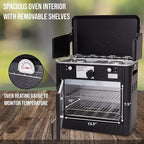 Hike Crew Outdoor Gas Camping Oven w/Carry Bag | CSA Approved Portable Propane-Powered 2-Burner Stove & Auto Ignition, Overheat Safety Shutoff, Built-In Thermometer Hose Regulator Included