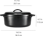 Amazon Basics Pre-Seasoned Cast Iron Dutch Oven Pot with Lid and Dual Handles, Oven Safe, Heavy-Duty, 7-Quart, Round, Black
