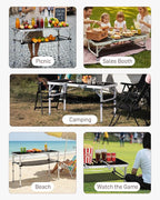 Outvita Folding Table, 3FT Aluminum Camping Table with Storage Adjustable Height Picnic Table Lightweight for Carring Outdoor Party Events Beach