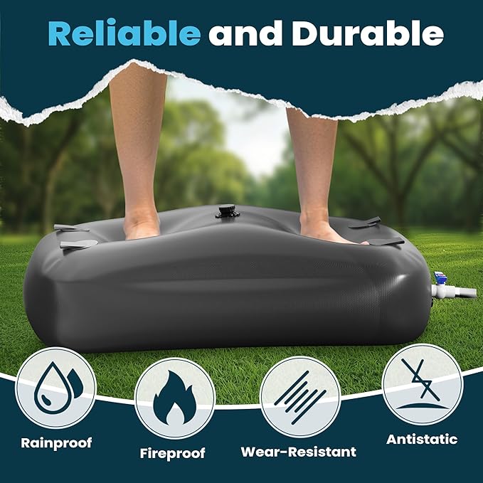 Large Capacity Water Storage Bladder, Portable Water Tank Containers, Bladder Tank for Drought Resistance, Fire Prevention, Emergency Water, Agricultural Irrigation Outdoor(110L/29Gal,Black)