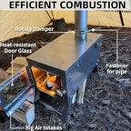 DANCHEL OUTDOOR Backpacking Hot Tent w/Stove Jack, Portable Tipi Tent with T6 Titanium Folding Wood Stove for 1-4 Person Winter Camping Hunting,3m/4m