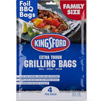 Kingsford Extra Tough Grilling Bags, Heavy Duty Aluminum Foil Bags for Grill and Oven Cooking, Steam and Smoke Food Prep, Disposable BBQ Cooking Bags for Easy Cleanup, 15.5 x 10 In, 4 Count