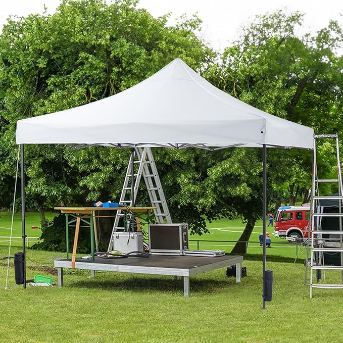NEWBULIG 10x10 FT Pop Up Canopy Easy Up Tents for Camping Parties Events Beach Backyard Portable Outdoor Shelter Heavy Duty Instant Sun Shade with Sand Bags, White