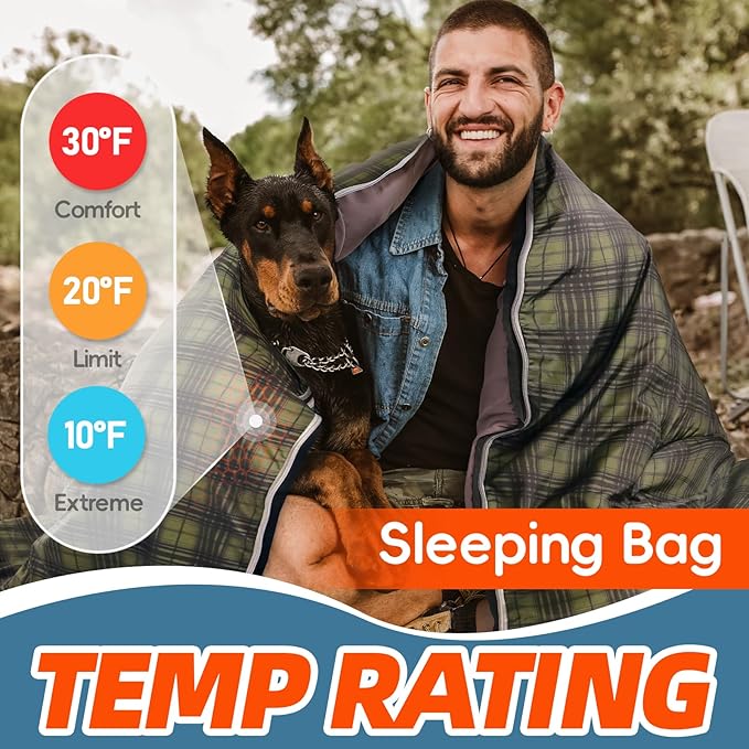 MEREZA 0 Degree Winter Sleeping Bag for Adults Kids with Pillow, Cold Weather Sleeping Bag for 4 Season Camping Hiking Backpacking Sleeping Bags for Big and Tall