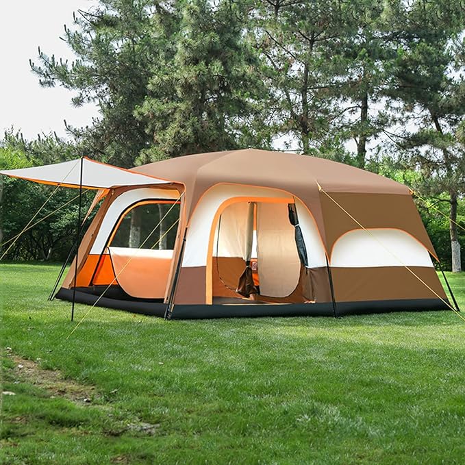 Family Cabin Tents, 2 Rooms, Portable Instant with Removable Rainfly, Automatic Tent for Camping Hiking Mountaineering(330 * 210 * 185cm)