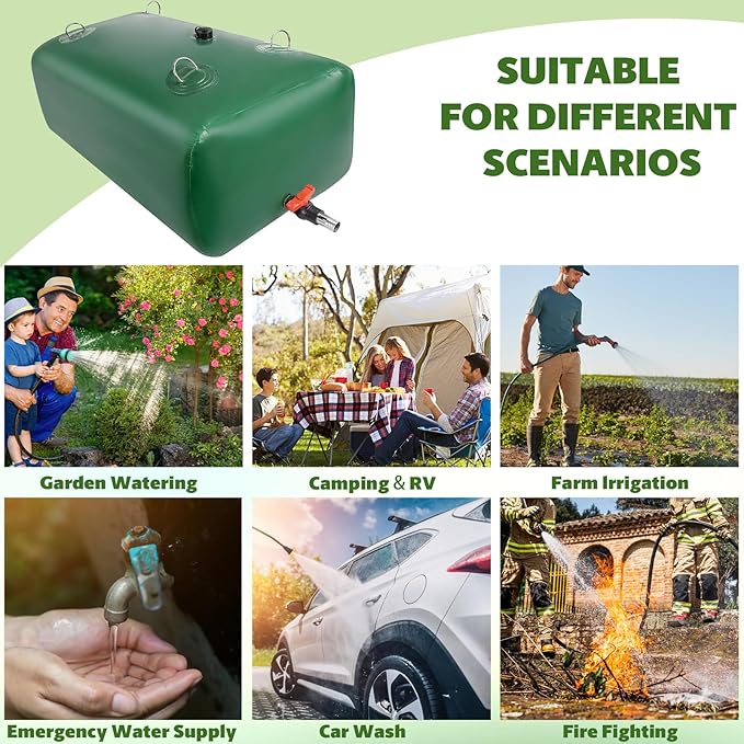 400 L/105.7 Gallon Water Storage Bladder, Foldable Portable Water Bladder Tank, Large Capacity Water Container, Water Bag for RV, Truck, Camping, Emergency & Outdoor Use