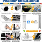 HOTEEL 10x15 Heavy Duty Pop up Canopy Tent for Parties with 4 Sidewalls, Easy Setup Outdoor Commercial Instant Gazebo for Wedding Event, with Roller Bag & Sand Bags, Black(Hexagonal Frame)