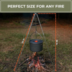 Tactiko Survival 33" Camping Tripod for Cooking - Stainless Steel Folding Stand, Adjustable Chain – Compact, Lightweight Outdoor Gear for Hanging Kettles, Pots & Percolators
