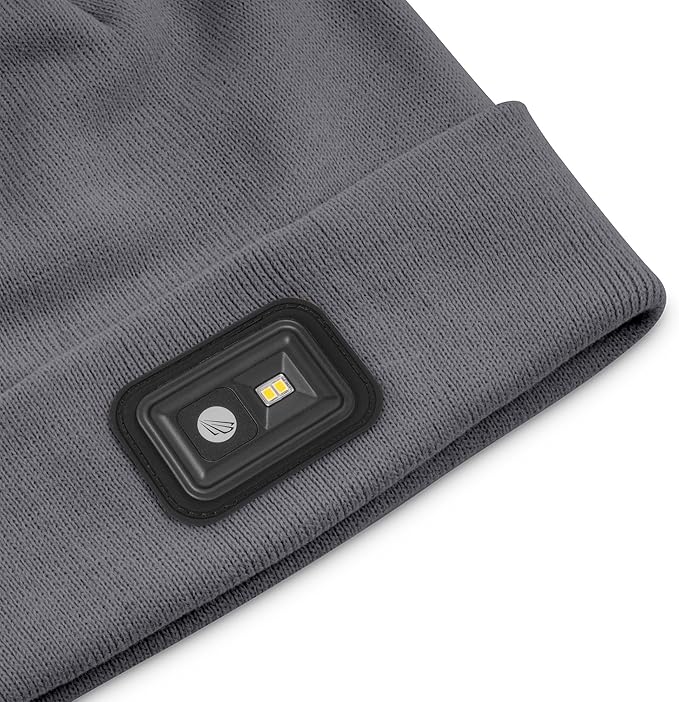 POWERCAP LED Hat Light 150 Lumens Rechargeable Fleece Beanie with Bright Built-in Headlamp Waterproof LED Warm One Size Cap