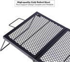 REDCAMP Folding Campfire Grill Heavy Duty Steel Grate, Portable Over Fire Camp Grill for Outdoor Open Flame Cooking Large