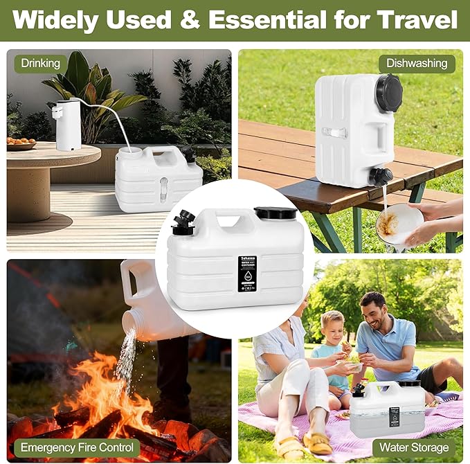 3 Gallon Water Jug, Portable Camping Water Jug BPA Free, Leak-Proof Water Storage Containers for Camping, Emergency Water Storage for Outdoor Hiking Picnic, White