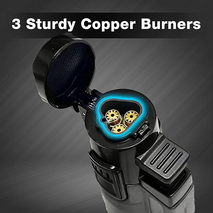 Urgrette Torch Lighter Refillable Butane Triple Torch Lighters Jet Flame Gas Lighter Pocket Lighter for Camping Grill Fireplace Camping (Without Fuel) 2 Pack,Orange