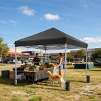 10x10 Pop Up Canopy Tent, Instant Setup Portable Canopy with Carry Bag, 4 Sandbags and 8 Stakes for Outdoor Events, Parties & Camping - Black