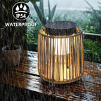 Solar Lanterns Outdoor Waterproof IP54, Handwoven Wicker Outdoor Table Lamps Portable Rechargeable with 30H+ Runtime, Dual USB-C/Solar Charging Hanging Lantern, 3 Brightness Levels