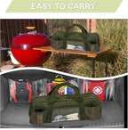 22" Upgraded Grill Tools Storage Bag, BBQ Utensil Holder with Pockets, Carry Bag for Outdoor Camping & Hiking BBQ, Gift for Men, Green