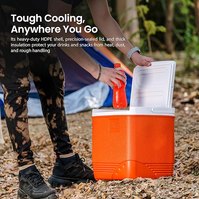 Small Cooler Hard Shell, Ice Chest with Retractable Handle, Small Hard Cooler Box with 3–4 Day Ice Retention, Car Cooler for Picnic, Beach, Work & Travel