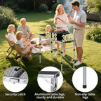Anbte 3ft Folding Grill Table with Storage Bag, 3 Adjustable Height 27.5" Aluminum Portable Grill Table, Heat Resistant, Lightweight, Portable Handle for BBQ Cooking Camping Travel, 35" X 16", Silver