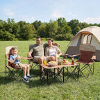 CAMPHILL Camping Chair Set of 3, Outdoor Folding Camping Chairs for Heavy People with Cup Holder & Carry Bag,Collapsible Chair Include One Sofa Chair and Two Single Chair,Support up to 500lbs