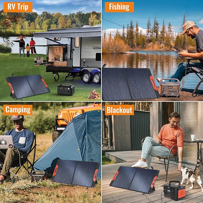 100W Foldable Solar Panel - Charger for Power Stations | Monocrystalline 23.5% High Efficiency QC3.0 USB-A/USB-C Output | IP65 Waterproof | Portable for Camping, RV, Emergency Blackout