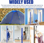 Tigeen 4 Roll Heavy Duty Zipper Door for Dust Barriers 7 ft x 3 Inch Self Adhesive Construction Zipper Door for Greenhouse Tent Accessories (Blue)
