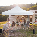 OLIXIS 10x10 Ft Waterproof Pop Up Canopy Tent, Portable Outdoor Shade Shelter with Sand Bags, Ideal for Beach, Backyard Parties & Events, Chalk White