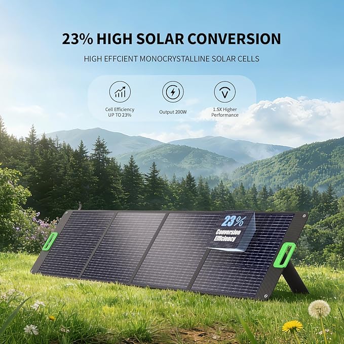 200W Portable Solar Panel Charger with 4 Kickstands, IP65 Waterproof Foldable Solar Charger Kit with DC XT60 & Anderson Outputs for Power Stations, Outdoor RV Camping, and Emergency Blackout