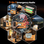 Emergency Weather Radio - AM/FM/NOAA Hand Crank Radio with 15W Fast Charge, 40000mAh Portable Solar Power Bank, Multi-Function Flashlight & SOS Alarm for Outdoor Indoor Emergencies (Orange)