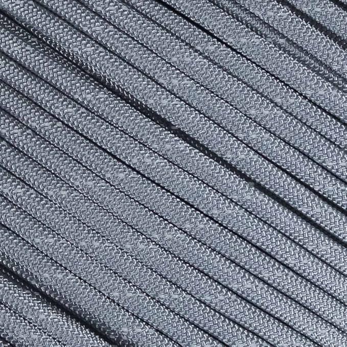Fluorescent Reflective 550 Type III Guyline Tent Rope Camping Survival Cord High-Visibility Paracord (Reflective Charcoal Gray, 50 Feet)