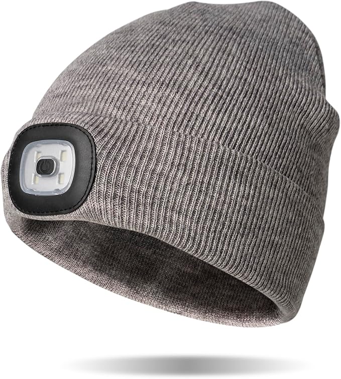Classic Rechargeable LED Warm Knit Beanie Head Light Hat Headlamp for Outdoor Activities