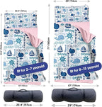 Personalized Toddler Nap Mat for Preschool, Custom Name Kids Sleeping Bag for Daycare, Kindergarten Roll Up Sleeping Mat with Removable Pillow and Soft Blanket, Fun Themes for Boys & Girls