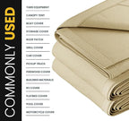 PROTARP Heavy Duty 14 OZ Water Resistant Canvas Tarp, UV Resistant Tarpaulin Cover with Rustproof Brass Grommets, Multipurpose for Canopy, Roof, Camping, Woodpile (Off White 8'X20')