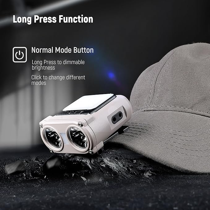 LED Hard Hat Light, 800Lumens Rechargeable Dimmable Clip on Cap Lights, 180°Adjustable Hat Flashlight Headlamp Waterproof for Running, Camping, Hunting, Cycling (Black)