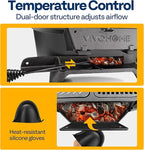 VIVOHOME Oval Cast Iron Grill with Interchangeable Grates & Griddle, 2 Furnace Doors for Heat Control, Includes Gloves, Poker and UV-Resistant Cover