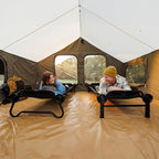 Disc-O-Bed Extra Large Portable Bunk Camping Cots with Carry Bags - Heavy-Duty Indoor or Outdoor Sleeping System, Converts to Bench or Separate Beds, 500 lb Weight Capacity Per Cot, Black