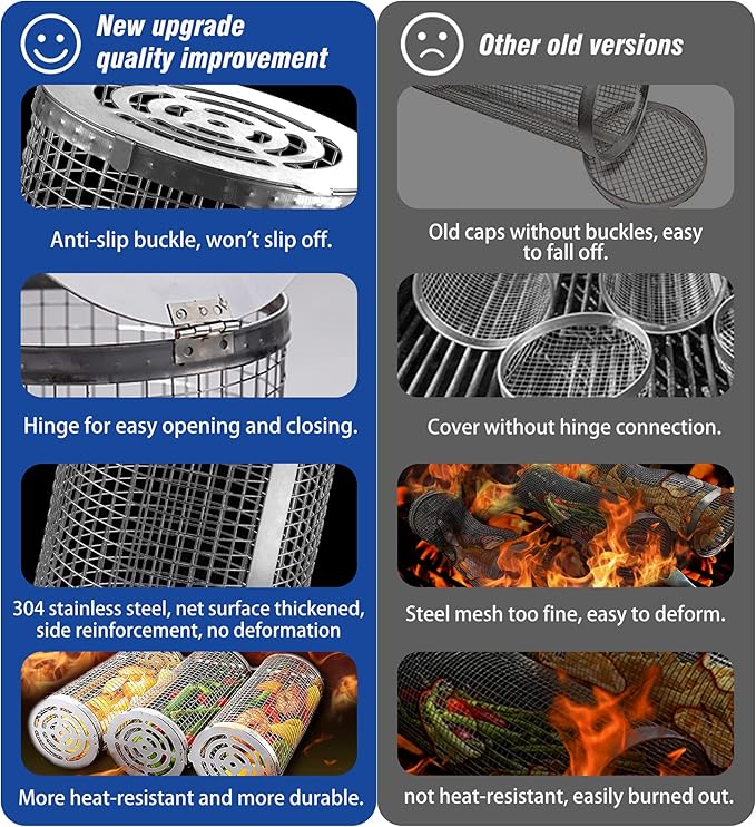 Rolling Grilling Baskets for Outdoor BBq Barbecue Women Men Gifts Ideas for Grandpa Dad Father Day Husband Brother Uncle Godfather Boss Him Wife Thank You Appreciation Retirement Who Like to Grill