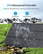 200W Portable Solar Panel with Kickstand, Foldable & Durable, 23.5% High Efficiency, Waterproof IP68 for Power Station Off Grid Outdoor Adventures Camping RV Road Trip Home (200W Solar Pannel)