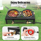 Portable Burner Outdoor Gas Stove Propane Cooker with Adjustable 0-20Psi Regulator Hose Camp Cooker Outdoor Gas Stove for Patio Camping, BBQ, Home Brewing, Turkey Fry