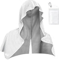 Cooling Hoodie Towel: Cooling Towels for Neck and Face Sun Protection Instant Cool for Hot Weather Hiking Camping Running Golf Gardening Fishing Music Festivals Theme Parks Beach - White