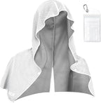 Cooling Hoodie Towel: Cooling Towels for Neck and Face Sun Protection Instant Cool for Hot Weather Hiking Camping Running Golf Gardening Fishing Music Festivals Theme Parks Beach - White