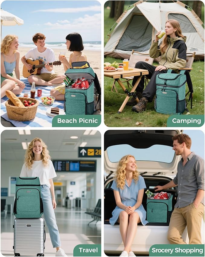 BAGLHER Lightweight Insulated Cooler Backpack - 30 Cans, Leak-Proof for Lunch, Picnic, Hiking, Camping Trips