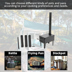 KUAFU Wood Burning Stove Tent Camping Stove for Outdoor Cooking Fishing Hiking Travel Portable Heater with Storable Chimney Pipes Mini Wood Stove