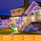 Solar String Lights Outdoor Waterproof, 4x56Ft 600LED 8 Modes Solar Powered Copper Fairy String Deck Twinkle Lights for Outside Christmas Party Yard Camping Holiday Decor 4Pack(Multicolor)