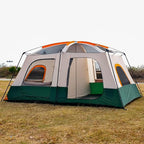KTT Large Tent 6-8-10 Person,Family Cabin Tents,2 Rooms,2 Doors and 4 Windows with Mesh,Straight Wall,Waterproof,Double Layer,Big Tents for Outdoor,Picnic,Camping,Family Gathering