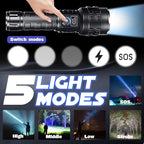 Flashlights High Lumens Rechargeable, 1000000 High Lumens Super Bright Handheld LED Flash Light, Powerful Emergency Linternas, Waterproof, Long Lasting, for Hiking Camping Gift